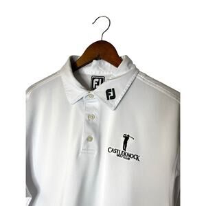 Footjoy FJ Neck Embriodered Polo Golf Shirt Size XL White Golf Logo